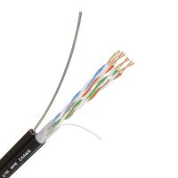 Кабель UTP 4PR 24AWG CAT5 черный внешний с одножильным тросом бухта