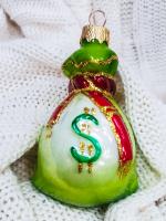 Ёлочное украшение "Денежный мешок", в подарочной упаковке, h-11см