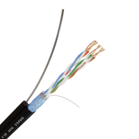 Кабель FTP 4PR 24AWG CAT5e черный внешний с одножильным тросом бухта 25м
