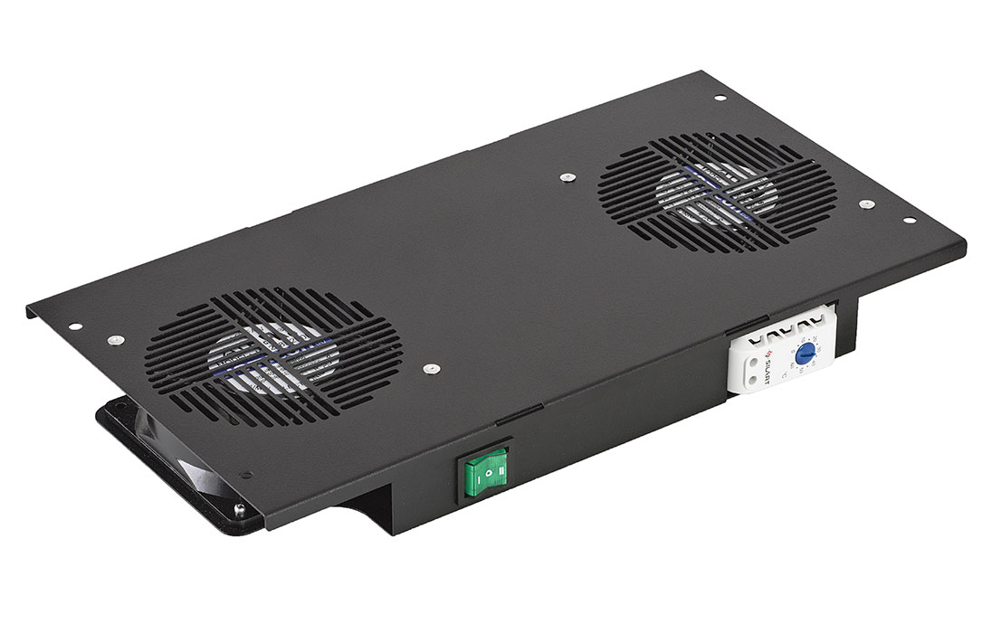 Вентиляторный модуль потолочный , 2 вентилятора с термореле ВМ-2-Т-Ч черный ССД