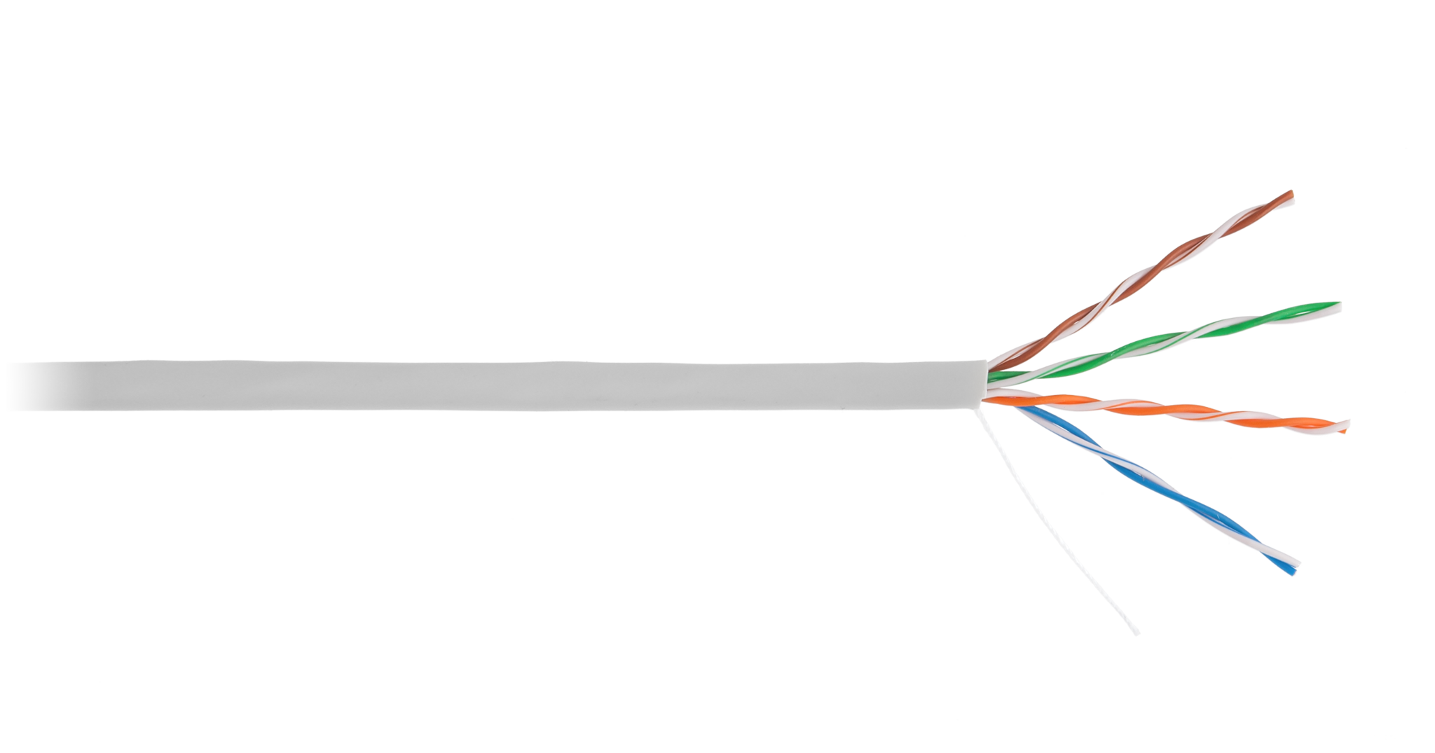 Кабель NETLAN U/UTP 4 пары, Кат.5e (Класс D), 100МГц, одножильный, BC (чистая медь), внутренний, PVC нг(B), серый, 305м