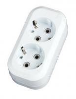 Колодка розеточная 2 гнезда 2П+3 16А 250B белая