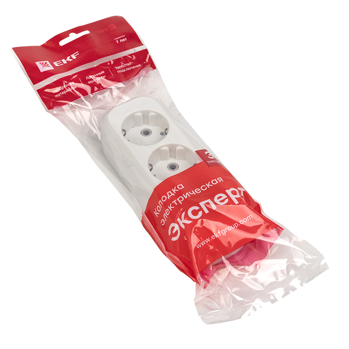 Колодка 3 гн, 16А 3,5кВт с/з Эксперт EKF PROxima