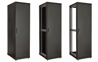Шкаф телекоммуникационный напольный 19",18U(600x800), ШТ-НП-М-18U-600-800-М-Ч, передняя дверь металл, черный ССД