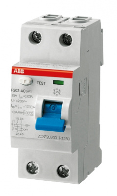 Выключатель диф. тока 2п 25А 30мА тип AC F202 ABB 2CSF202001R1250