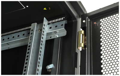 Шкаф телекоммуникационный напольный 19",18U(600x800), ШТ-НП-М-18U-600-800-П-Ч, передняя дверь перфорация, черный ССД