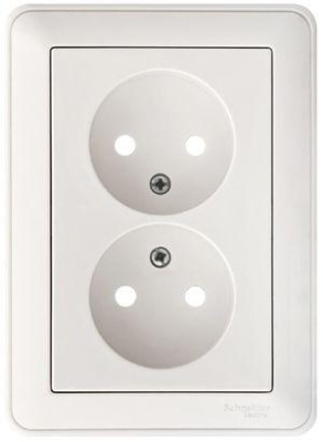Розетка 2-м СП W59 16А IP20 без заземл. защ. шторки бел. SE RS16-254-18