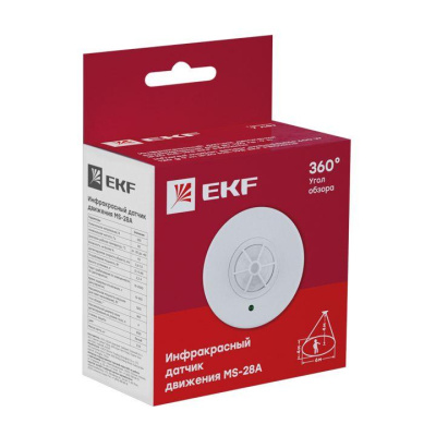 Датчик движения MS-28A (ДД) потолоч. 1200Вт 360град. до 6м IP20 EKF dd-ms-28A