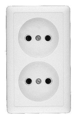 Розетка 2-м ОП Хит 16А IP20 250В без заземл. без защ. шторок бел. SE RA16-237-B