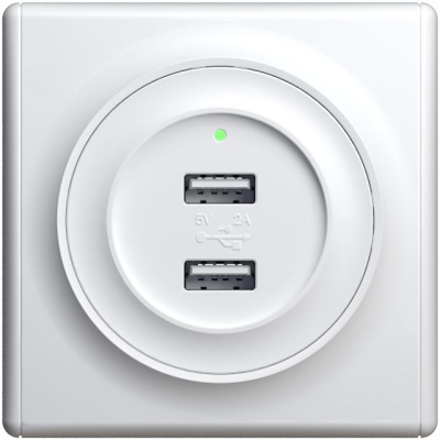 Розетка USB 2-м СП Florence 16А IP20 с подсветкой механизм бел. 1E10351300 OneKeyElectro 2260089
