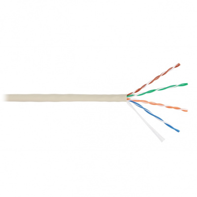 Кабель U/UTP 4 пары, Кат.5e, медь, 24AWG, внутренний, слоновая кость, 305м NIKOLAN NKL 9100A-IY