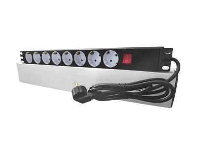 Блок розеток, 220V, МК-10, 8гн с фильтром, 19 дюймов, со шнуром питания 3*0,75