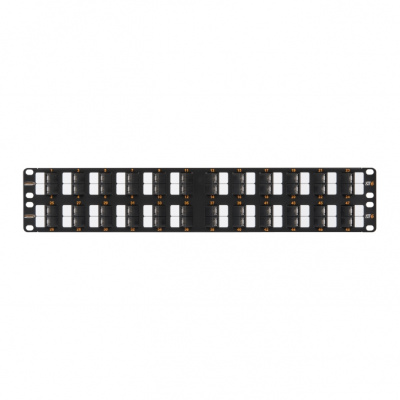 Коммутационная панель 19", 2U, 48 угл. портов, Кат.6, RJ45/8P8C, 110/KRONE, T568A/B, NMC-RP48UE2-AN-2U-BK