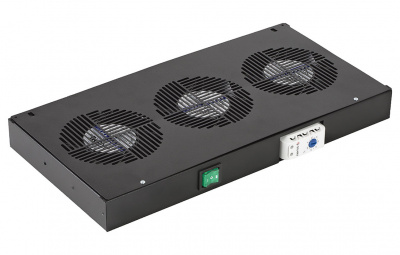 Вентиляторный модуль , 3 вентилятора с термореле  ВМ-3-19"-Т-Ч черный ССД