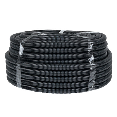 Труба гофр, негорючая безгалогеновая FRHF с протяжкой d25 мм (75 м) черная EKF-Plast