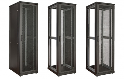 Шкаф телекоммуникационный напольный 19", 27U(800x800), ШТ-НП-М-27U-800-800-П-Ч, передняя дверь перфорация, черный ССД