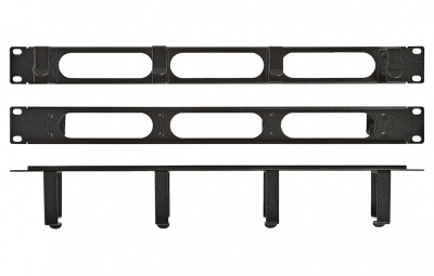 Органайзер кабельный горизонтальный с окнами 4 кольца 1U ОКО-19-1U. цвет черный ССД