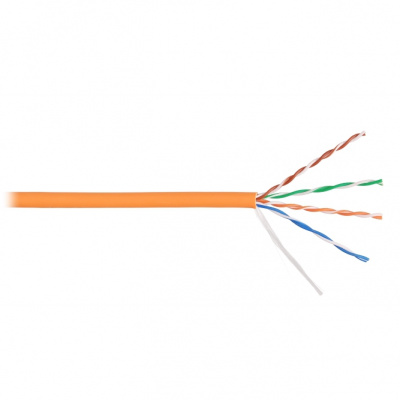 Кабель F/UTP 4 пары, Кат.5e, медь, 24AWG, внутренний, LSZH нг(А)-HFLTx, оранжевый, 305м NIKOLAN NKL 9100C-OR