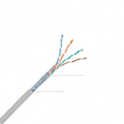 Кабель F/UTP 4 пары, Кат.5e, медь, 26AWG, внутренний, серый, 305м NIKOLAN NKL 4200A-GY