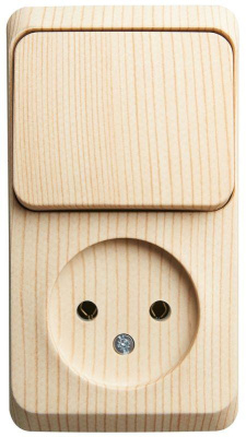 Блок ОП Этюд (1-м розетка без заземления + 1-кл. выкл.) сосна SE BPA16-204D