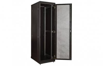 Шкаф телекоммуникационный напольный 19",18U(600x800), ШТ-НП-М-18U-600-800-П-Ч, передняя дверь перфорация, черный ССД