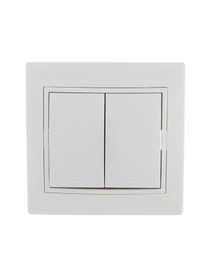 Выключатель 2-кл. СП Mira 10А IP20 с бел.вставкой бел. LEZARD 701-0202-101