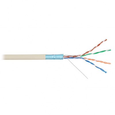 Кабель F/UTP 4 пары, Кат.5e, медь, 24AWG, внутренний, слоновая кость, 305м NIKOLAN NKL 9200A-IY