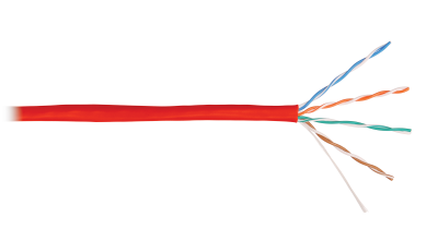 Кабель U/UTP 4 пары, Кат.5e, медь, 24AWG, внутренний, LSZH нг(А)-HFLTx, красный, 305м NIKOLAN NKL 9100C-RD