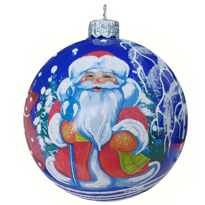 Шар "Дед Мороз с посохом 2", 100 мм., в подарочной упаковке