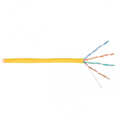 Кабель U/UTP 4 пары,Кат.5e, медь, 24AWG, внутренний, желтый, 305м NIKOLAN NKL NKL 4100A-YL