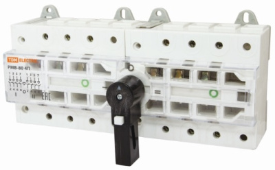 Рубильник модульный с видимым разрывом, реверсивный РМВ-63 4П 63A TDM