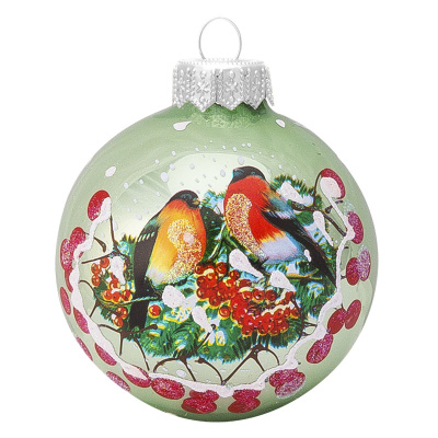 Шар "Зимние птицы 2", 80 мм., в подарочной упаковке