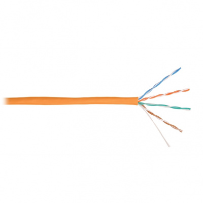 Кабель U/UTP 4 пары, Кат.5e, медь, 24AWG, внутренний, LSZH нг(А)-HFLTx, оранжевый, 305м NIKOLAN NKL 4100C-OR