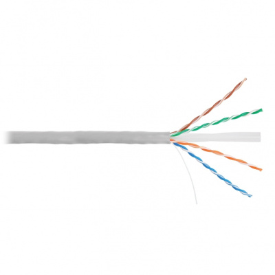Кабель U/UTP 4 пары, Кат.6, медь, 23AWG, внутренний, серый, 305м NIKOLAN NKL 4140A-GY