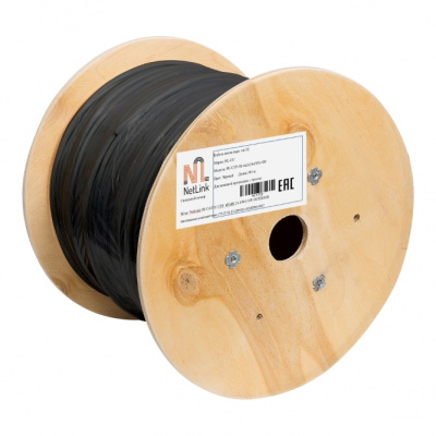 Кабель UTP 4PR 24AWG CAT5 305м. черный внешний с одножильным тросом